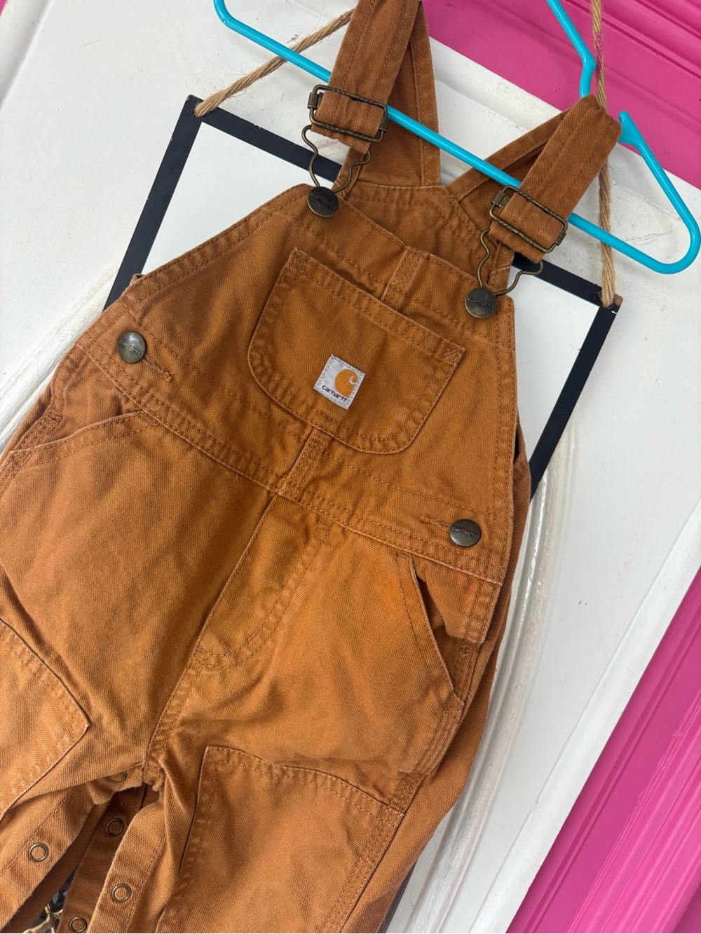 Carhartt Kids Rust Brown Overalls with Utility Pockets - Picture 3 of 7